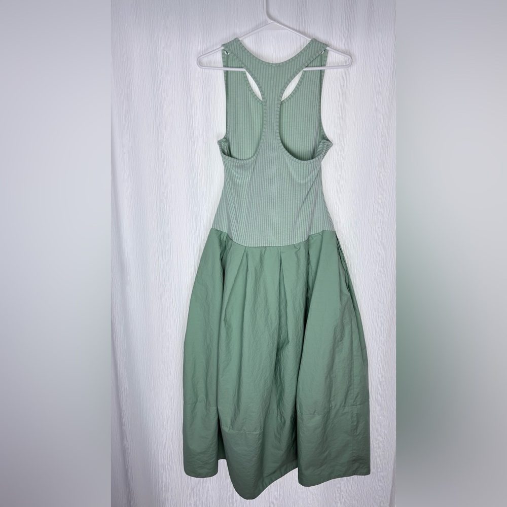 Free People, Light Green Fit-and-Flare Cotton Blend Dress, Size Large 12 -14 - Picture 4 of 12